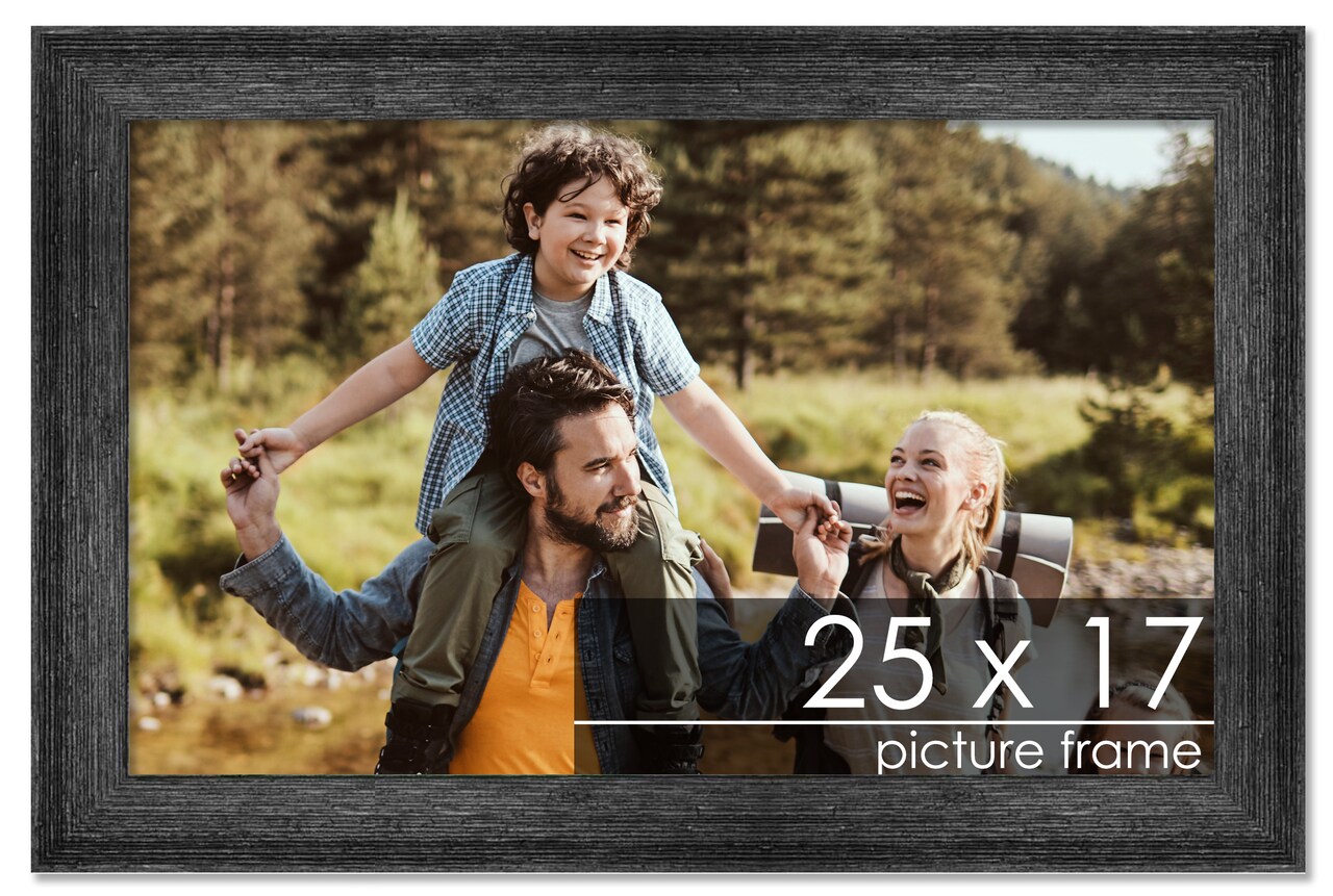 25x17 Wide Barnwood Picture Frame with UV-Resistant Acrylic & Acid Free Backing, Available in 6 Paint Finishes - Grey, Brown, White, and Black